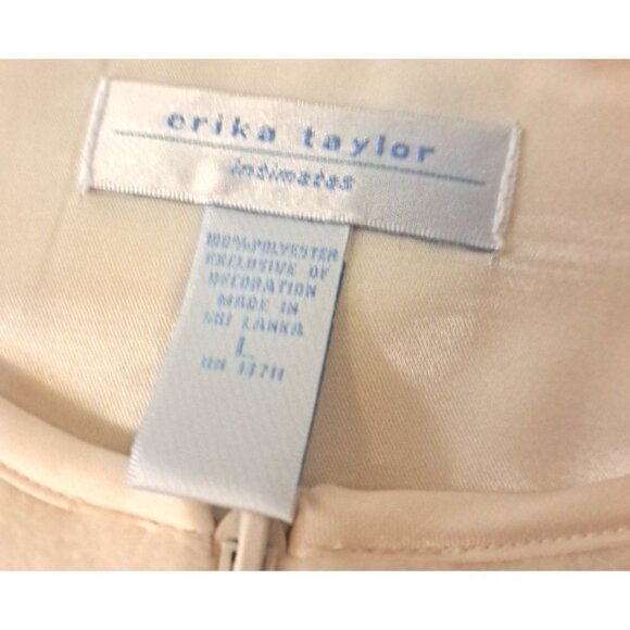 Erika Taylor Robe Full Zip Ivory Fleece Embroidered Pockets Soft Comfort Large - Picture 2 of 6